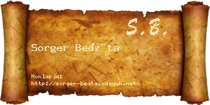Sorger Beáta névjegykártya